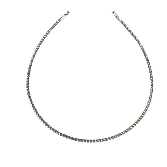 Vintage Sterling Silver Twisted Choker Necklace For Pendant Artisan Crafted - Picture 3 of 6